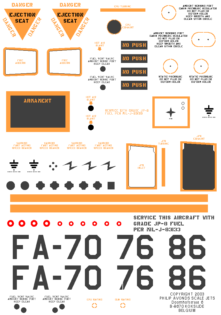 F-16 BAF/NATO standard decals (2)